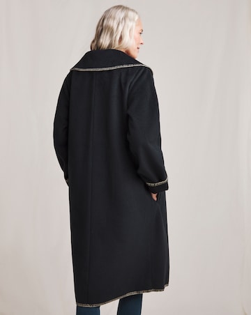 Julipa Navy Blanket Stitch Longline Coat