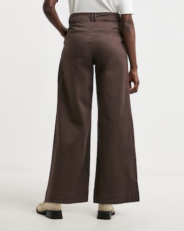 Chocolate Stretch Wide Leg Chino Trouser