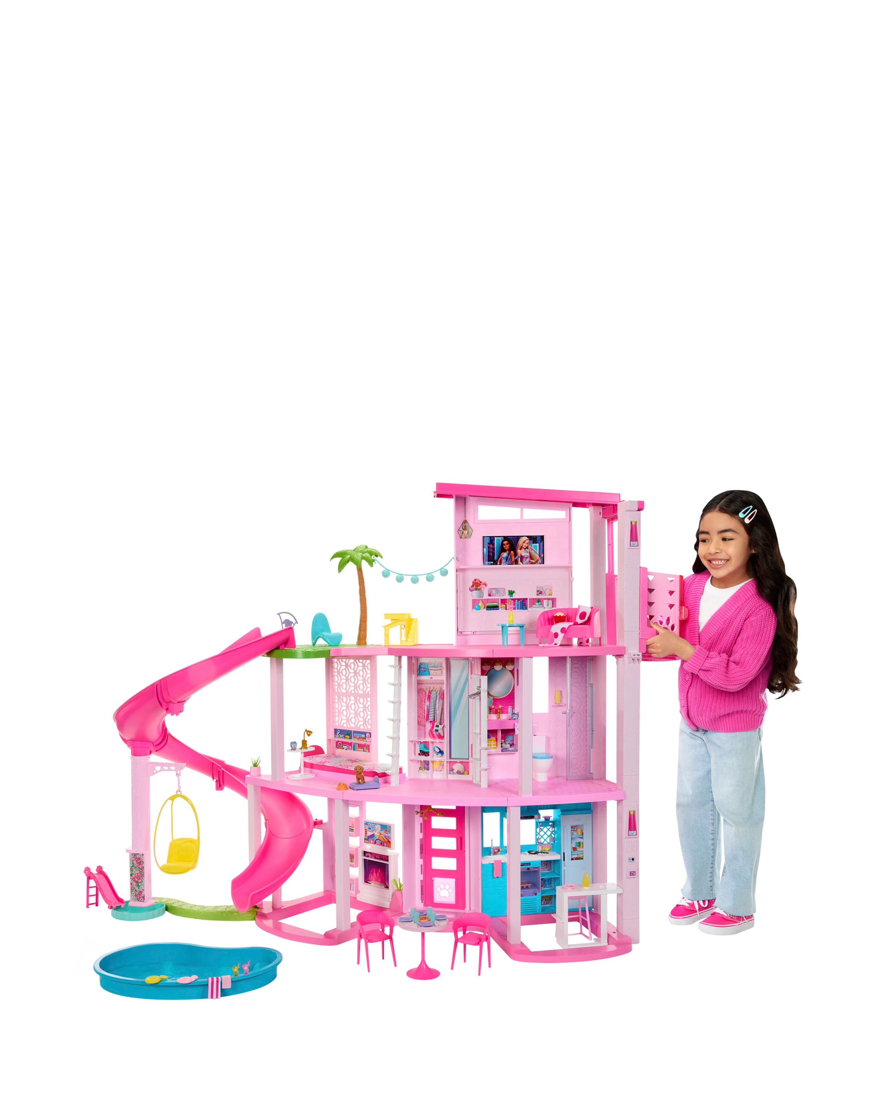 Barbie Dreamhouse Pool Party Doll House with 3 Story Slide and 75 Pieces JD Williams