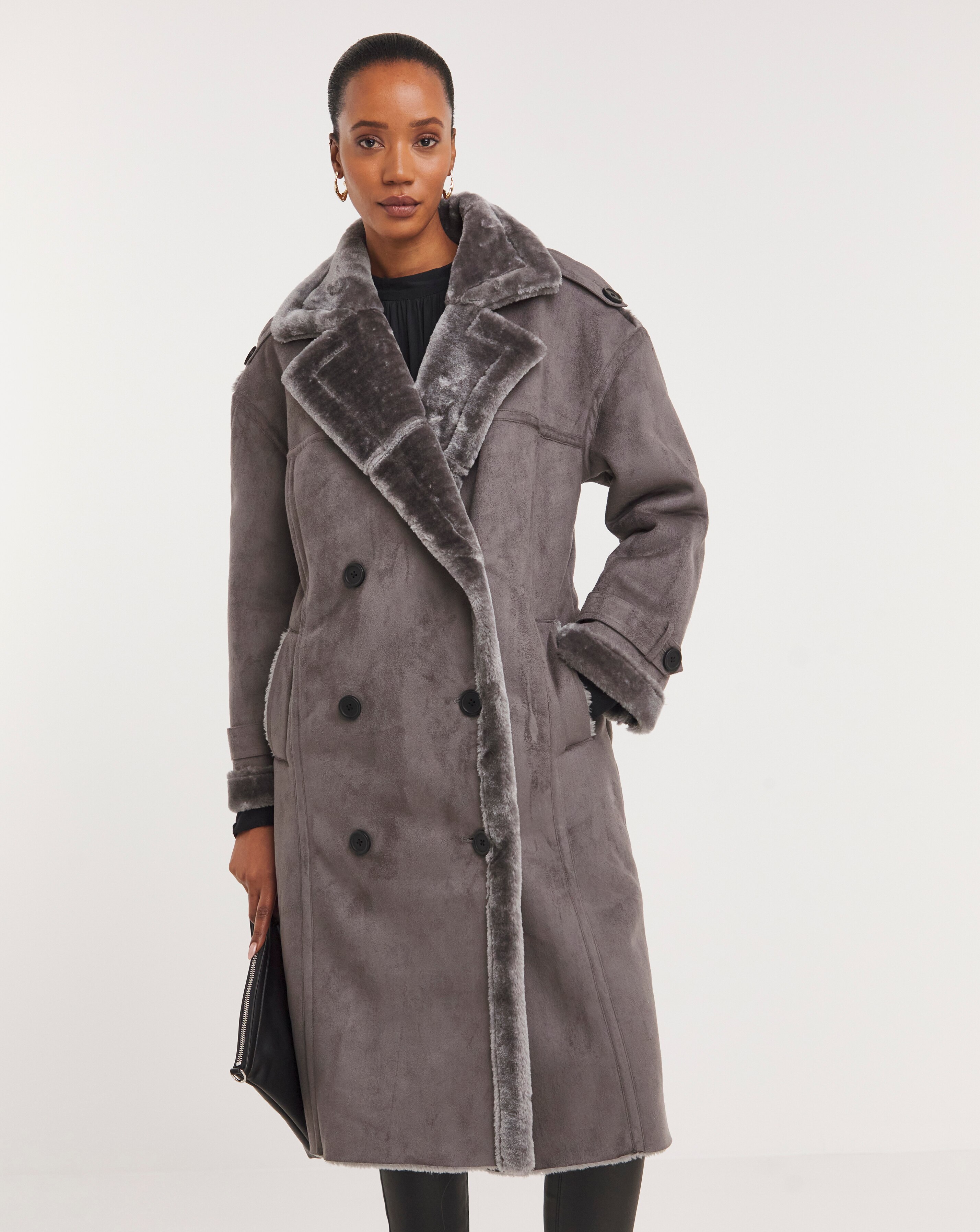 French connection annie faux shearling coat hotsell