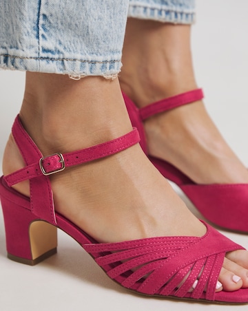 Gloria Strap Detail Low Heel Sandal Extra Wide EEE Fit