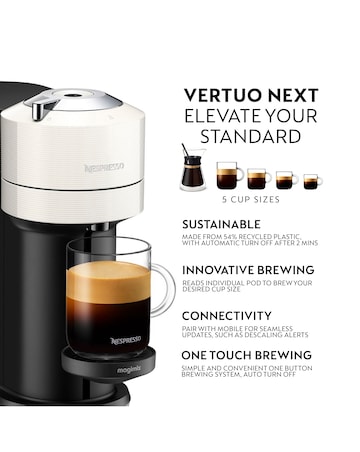 Nespresso 11710 Vertuo Next White Capsule Coffee Machine with Aeroccino Magimix