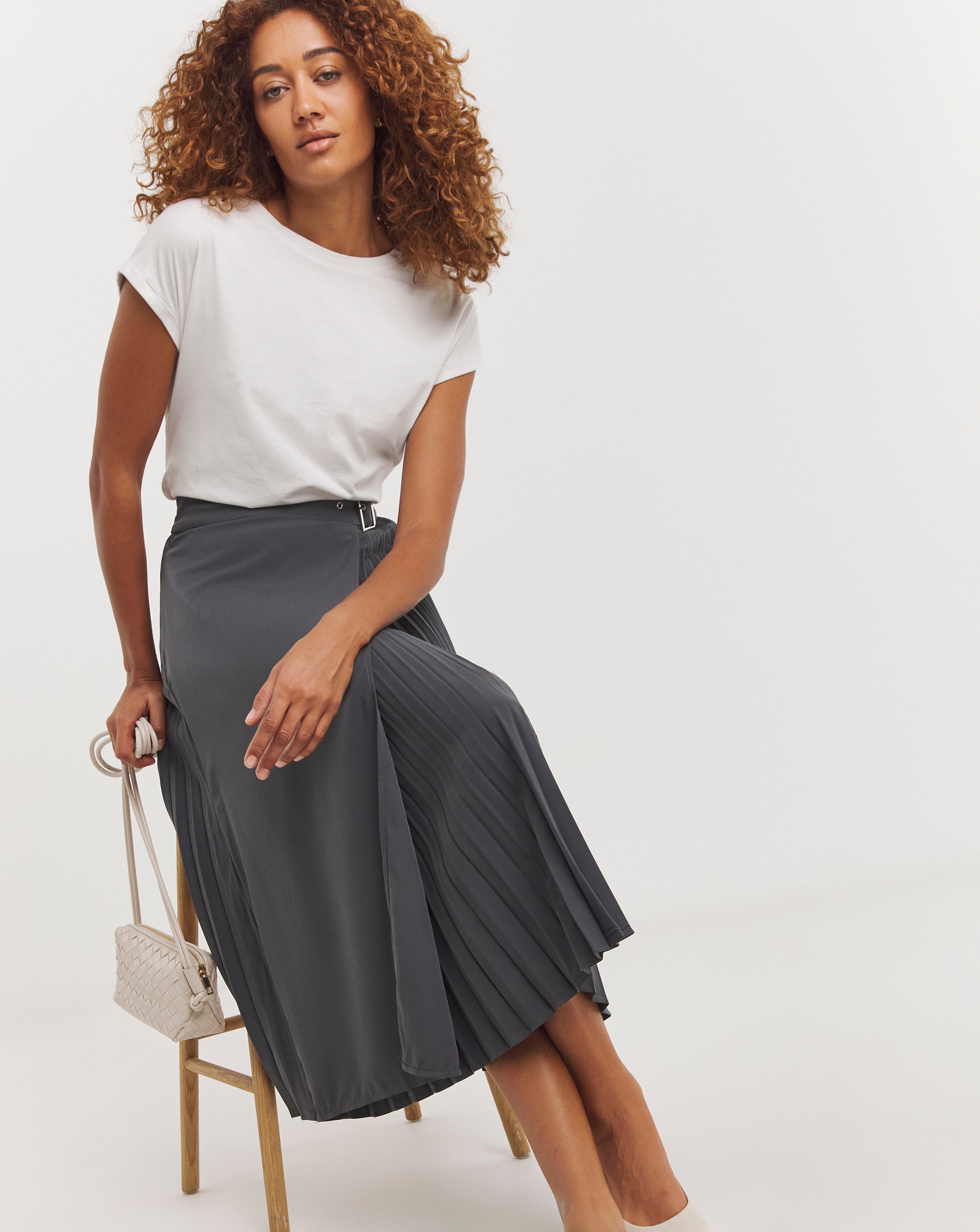 Charcoal Wrap Kilt Pleated Maxi Skirt JD Williams