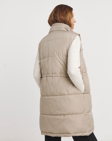 Taupe Longline Quilted Gilet