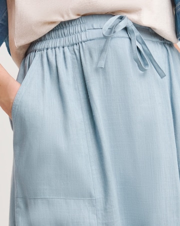 Denim Blue Linen Mix Maxi Skirt