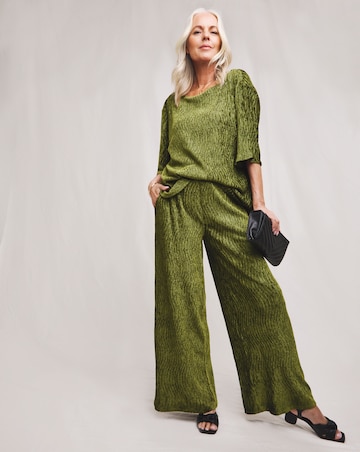 Julipa Wide Leg Crinkle Velour Trouser