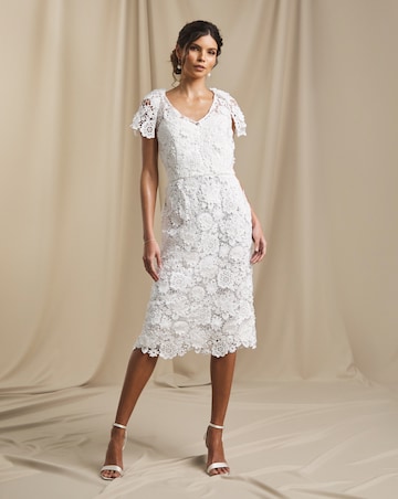 Joanna Hope Ivory 3D Lace Midi Dress