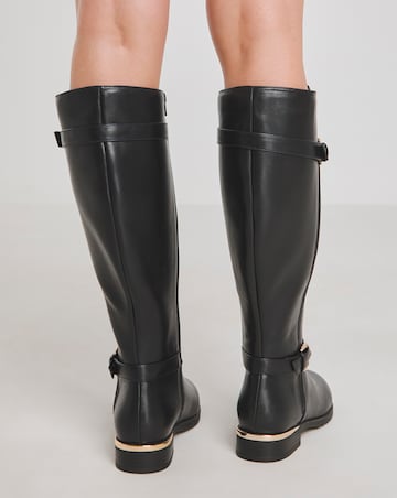 Heavenly Soles Cameron Knee High Buckle Boots Ex Wide EEE Fit Super Curvy Calf