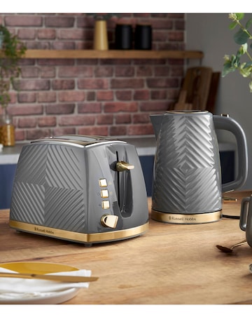 Russell Hobbs Groove Kettle & Toaster Bundle Grey