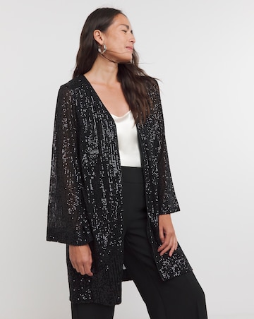 Black Sequin Longline Cardigan