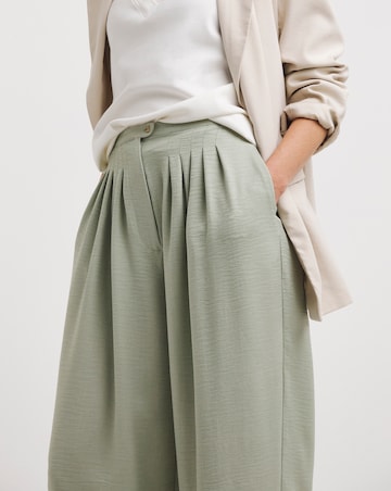 Soft Green Herringbone Wide Leg Trouser