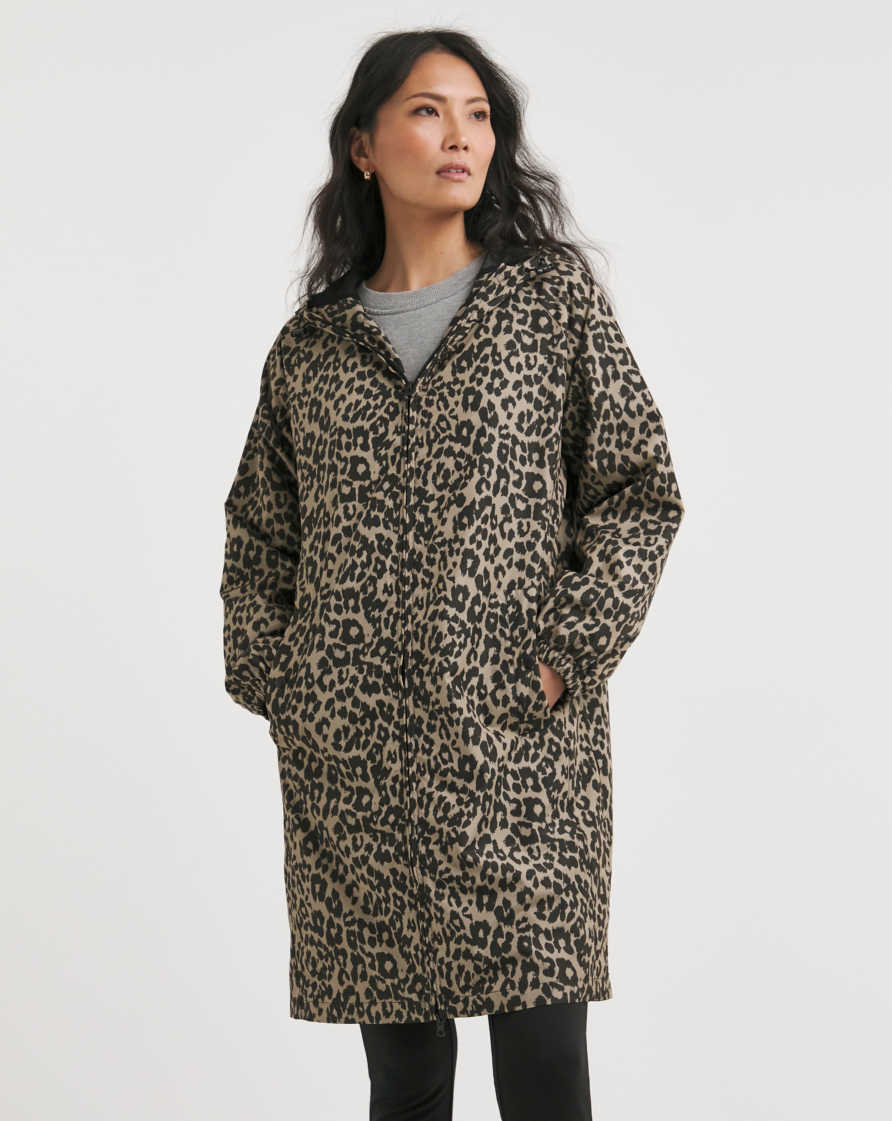 Animal print raincoat with hood hotsell