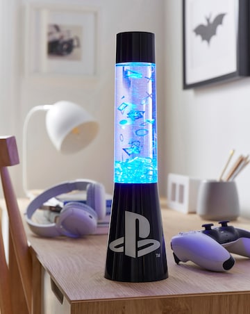 Playstation Glitter Liquid Flow Lamp with Floating Icons, Gaming Room Decor