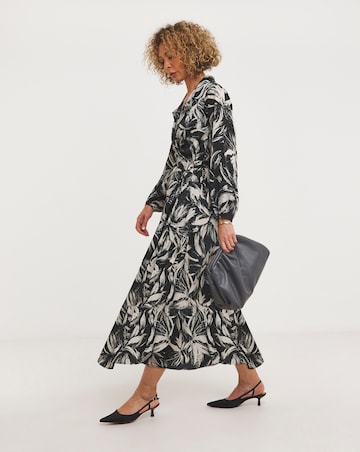 Satin Dobby Floral Wrap Dress