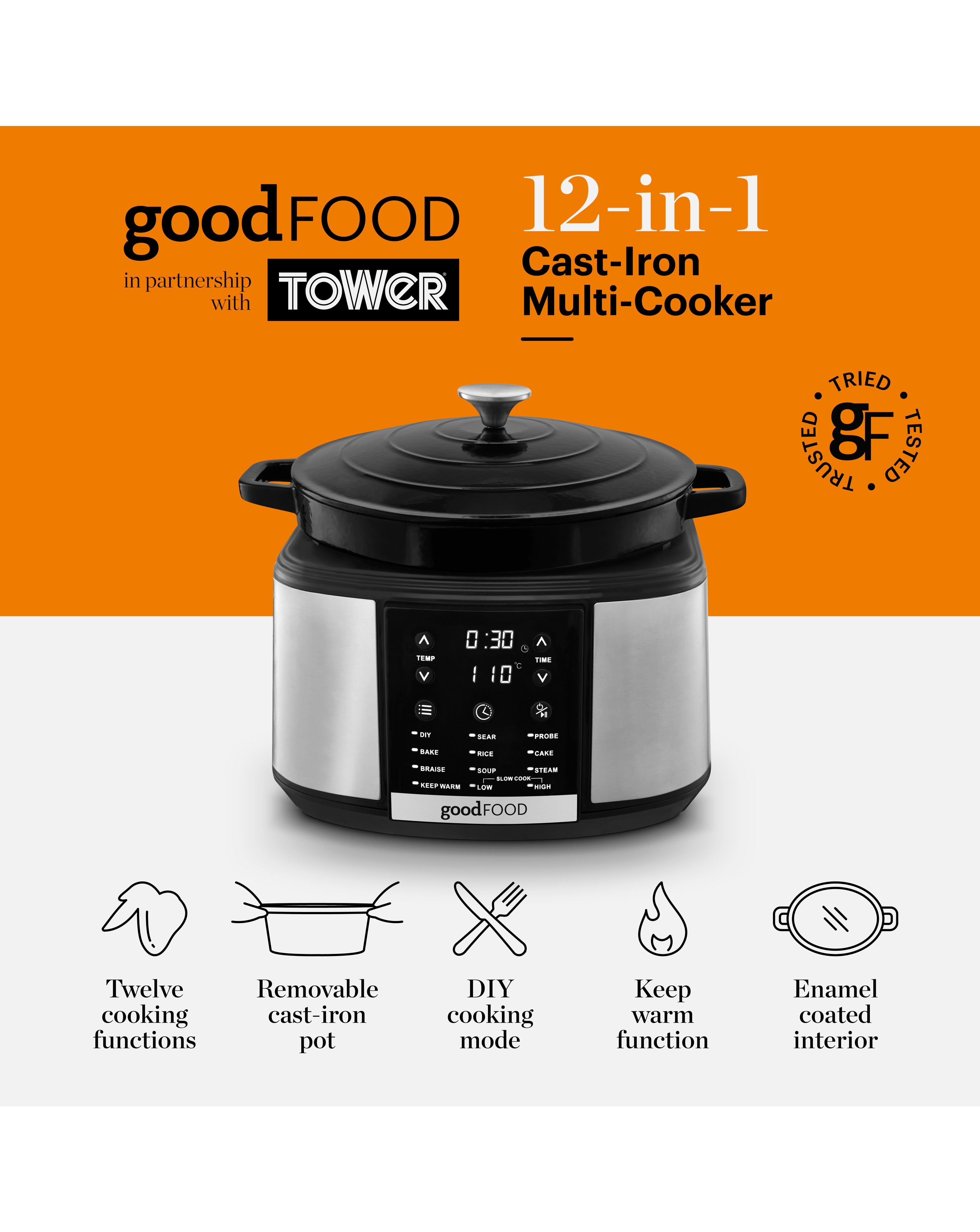 Tower GF16012 Good Food Digital Dutch Oven Multi Cooker JD Williams