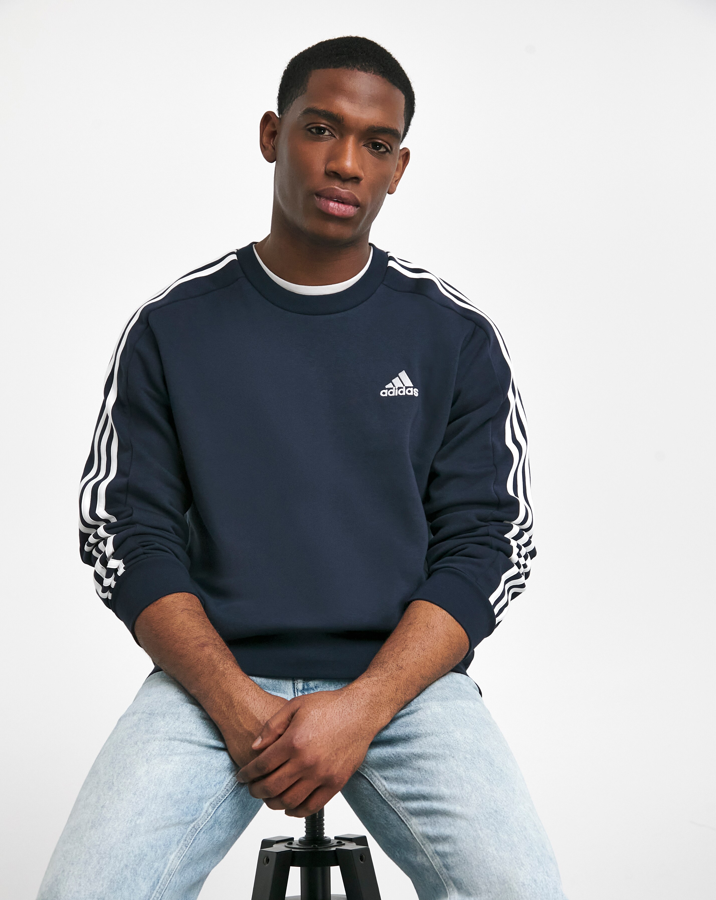 adidas 3 Stripes Fleece Sweatshirt JD Williams