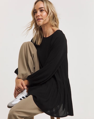 Crinkle Oversized Raglan Smock Top