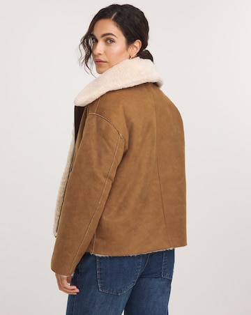 Brown Faux Shearling Aviator Jacket