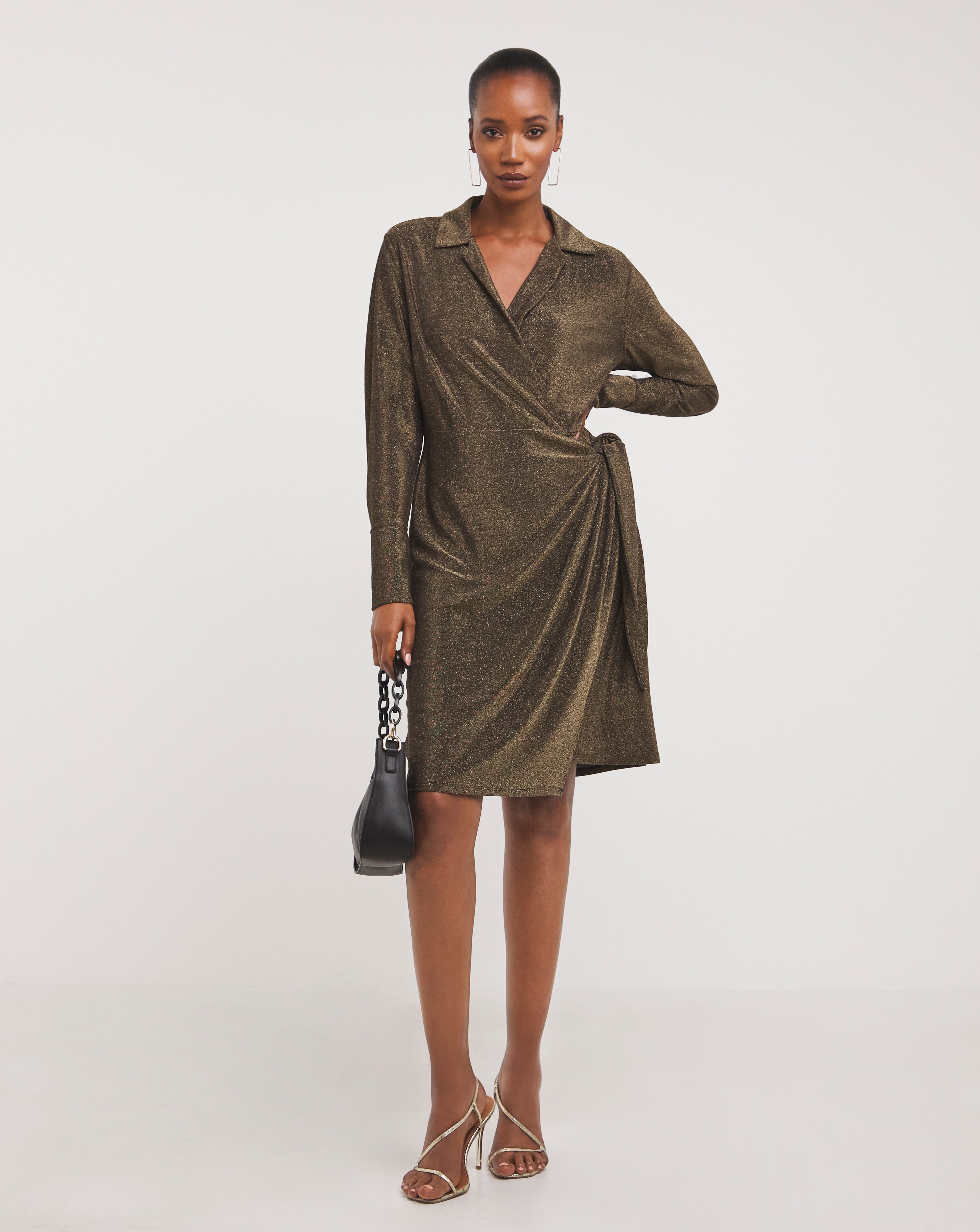 Jersey Glitter Knot Front Wrap Dress JD Williams