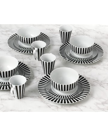 Waterside Black and White Stripe 24 Piece Dinner Set