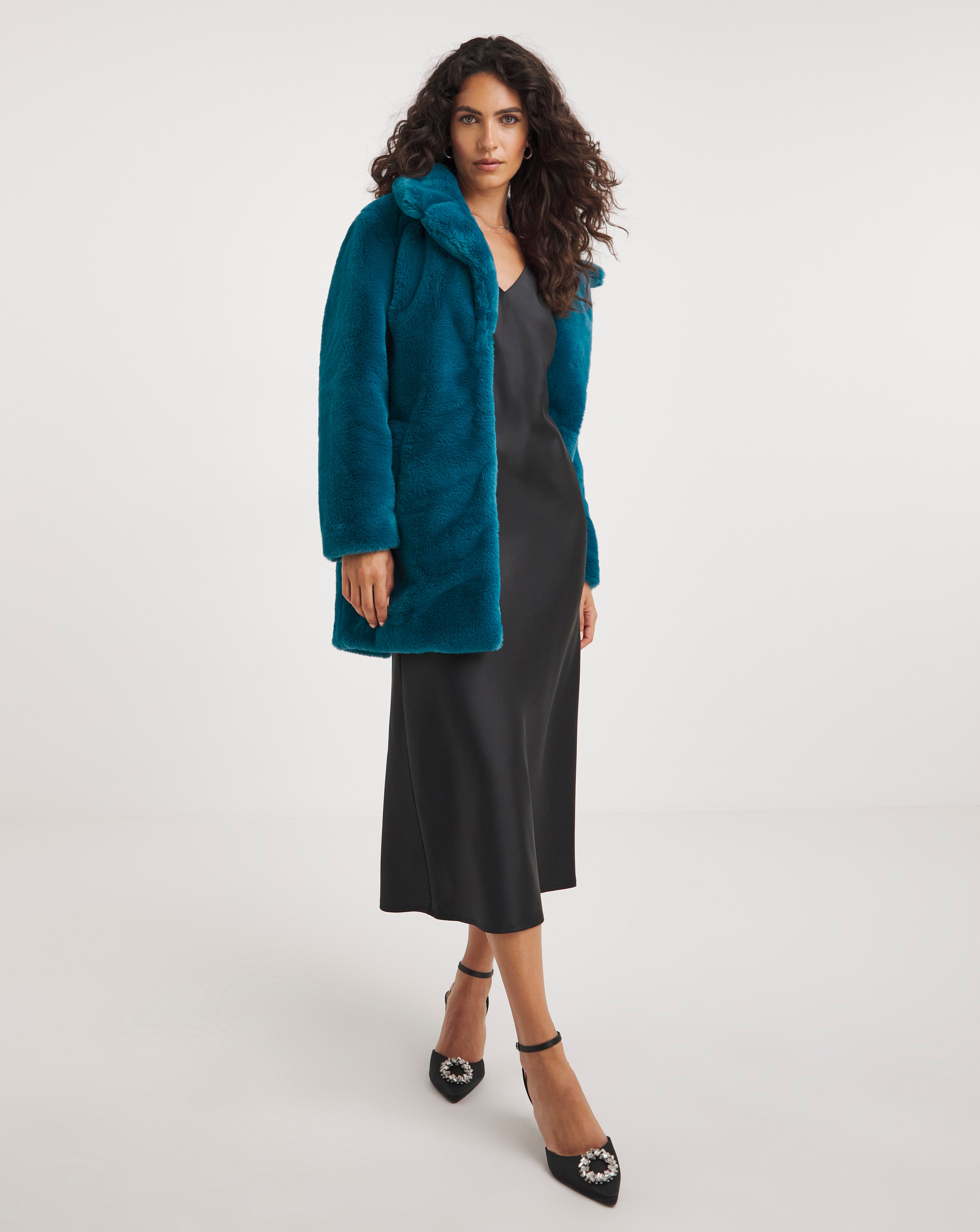 Next teal fur coat hotsell