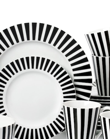 Waterside Black and White Stripe 24 Piece Dinner Set