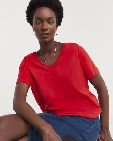 Red Short Sleeve Bubble Hem Top