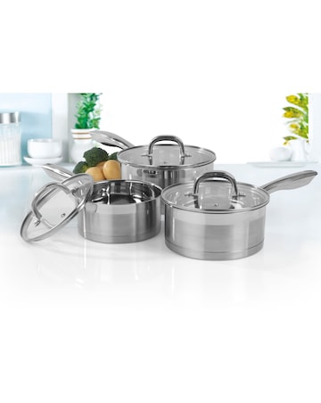 Salter Timeless 3 Piece Stainless Steel Pan Set