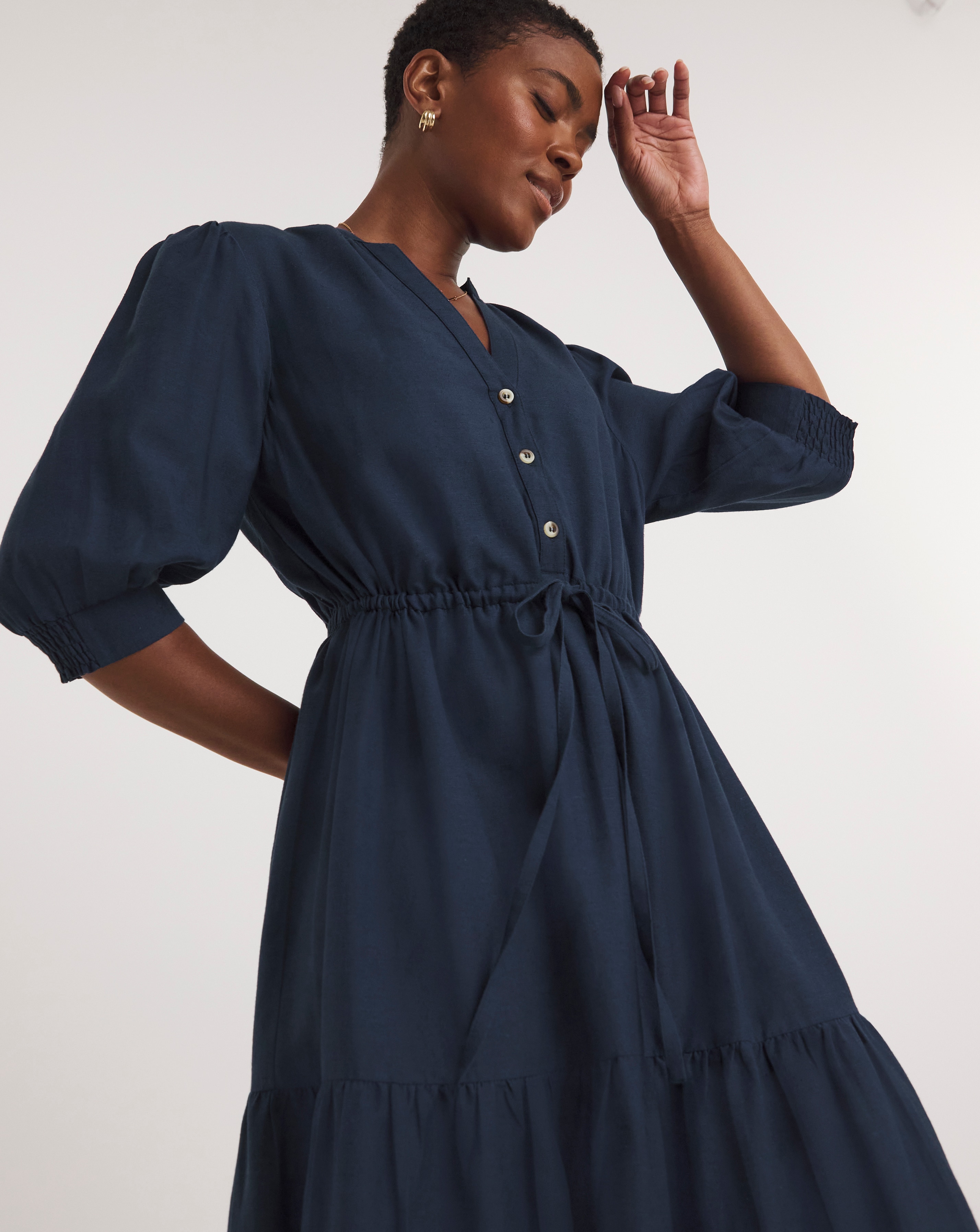 Collarless Smock Midi Shirt Dress JD Williams