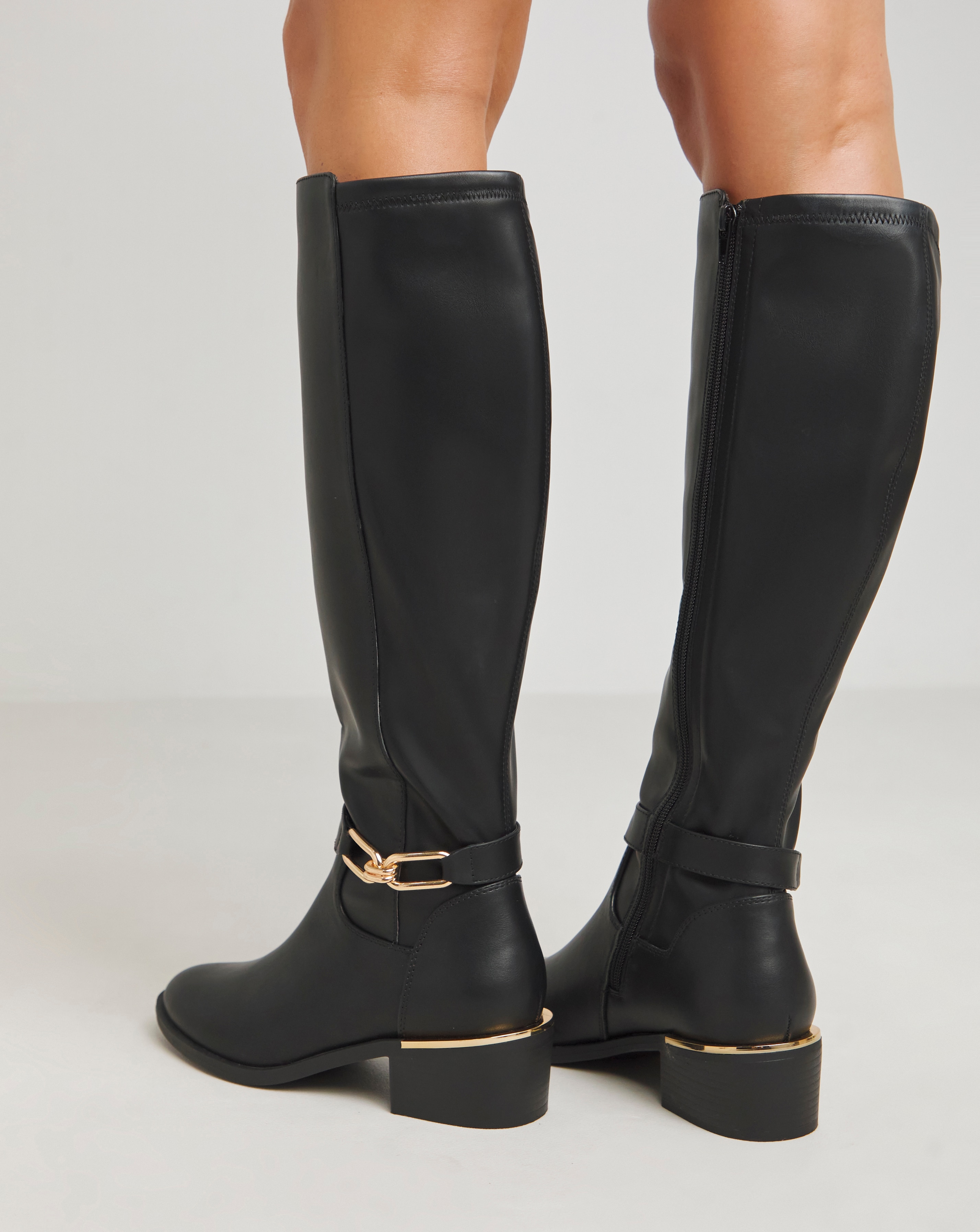 Heavenly Soles Ledger Knee High Boots With Trim Extra Wide EEE Fit Curvy Calf JD Williams