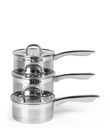 Salter Timeless 3 Piece Stainless Steel Pan Set