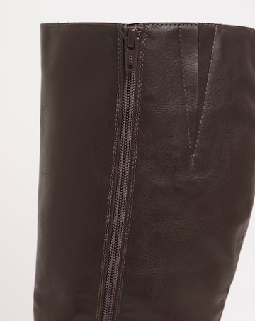 Eden Buckle Detail Knee High Boots Extra Wide EEE Fit Super Curvy Calf