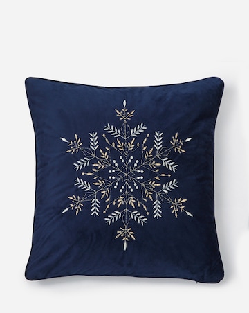 Velvet Embroidered Snowflake Cushion