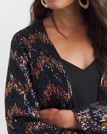 Zig Zag Sequin Longline Cardi