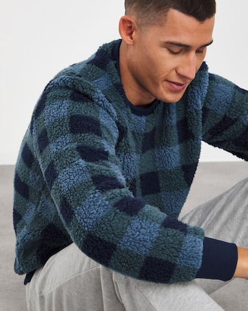 Borg Fleece Check Lounge Crew Jumper