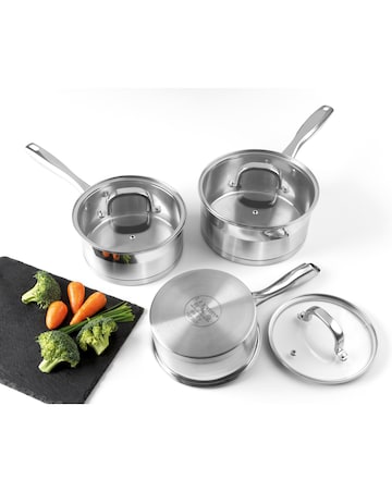 Salter Timeless 3 Piece Stainless Steel Pan Set