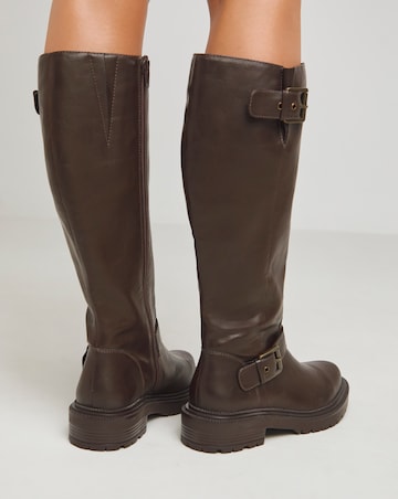 Eden Buckle Detail Knee High Boots Extra Wide EEE Fit Super Curvy Calf