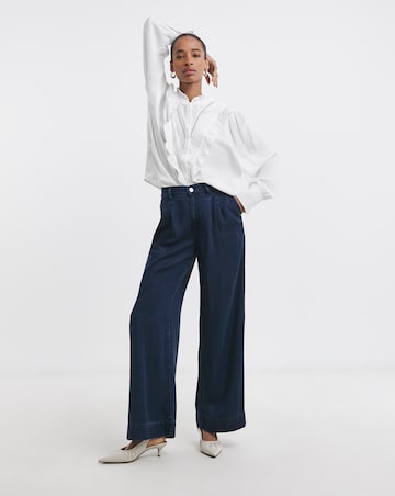 Indigo Lyocell Wide Leg Jeans