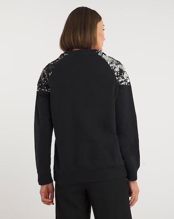 Black Raglan Sequin Detail Sweatshirt