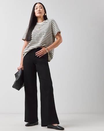 Black Pocket Front Wide Leg Jeans