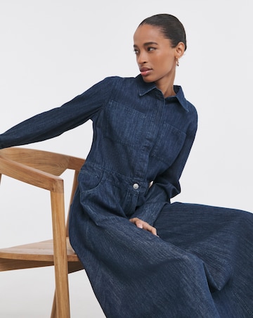 Indigo A Line Shirt Denim Dress