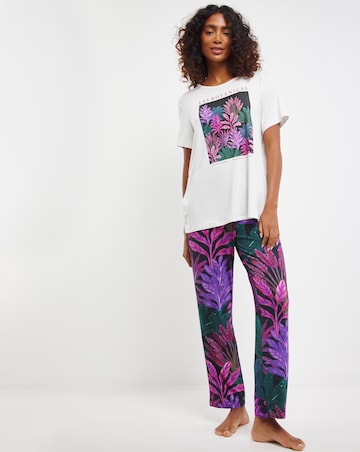 Floral Print Graphic Tee Pyjama Set