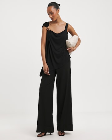 Black One Shoulder Trim Detail Top