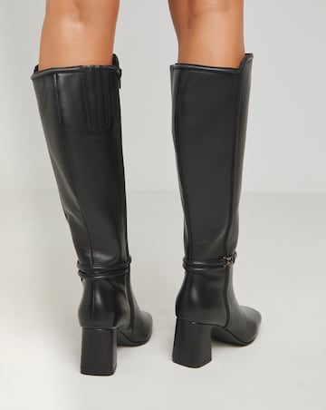 Lainey Leather Knee High Heeled Boots Extra Wide EEE Fit Super Curvy Calf