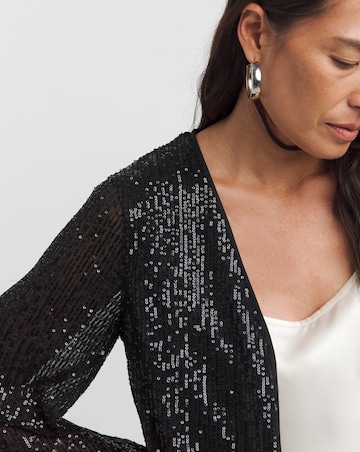 Black Sequin Longline Cardigan