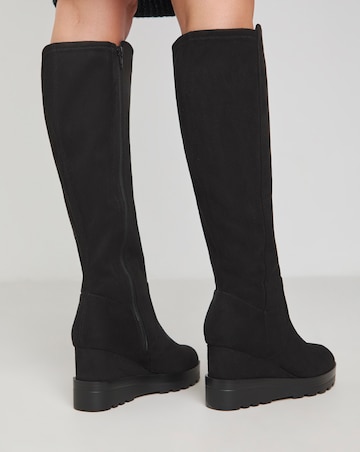 Ashleigh Leather Stretch Knee Boots Wide E Fit Super Curvy to Curvy Plus Calf