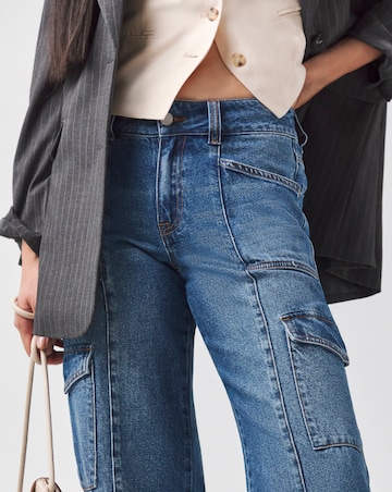 Blue Classic Cargo Wide Leg Jeans