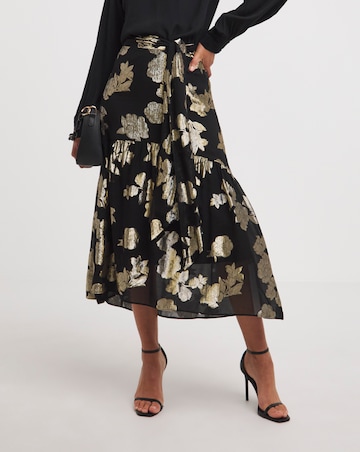 Jo by Joanna Hope Foil Lurex Midi Skirt