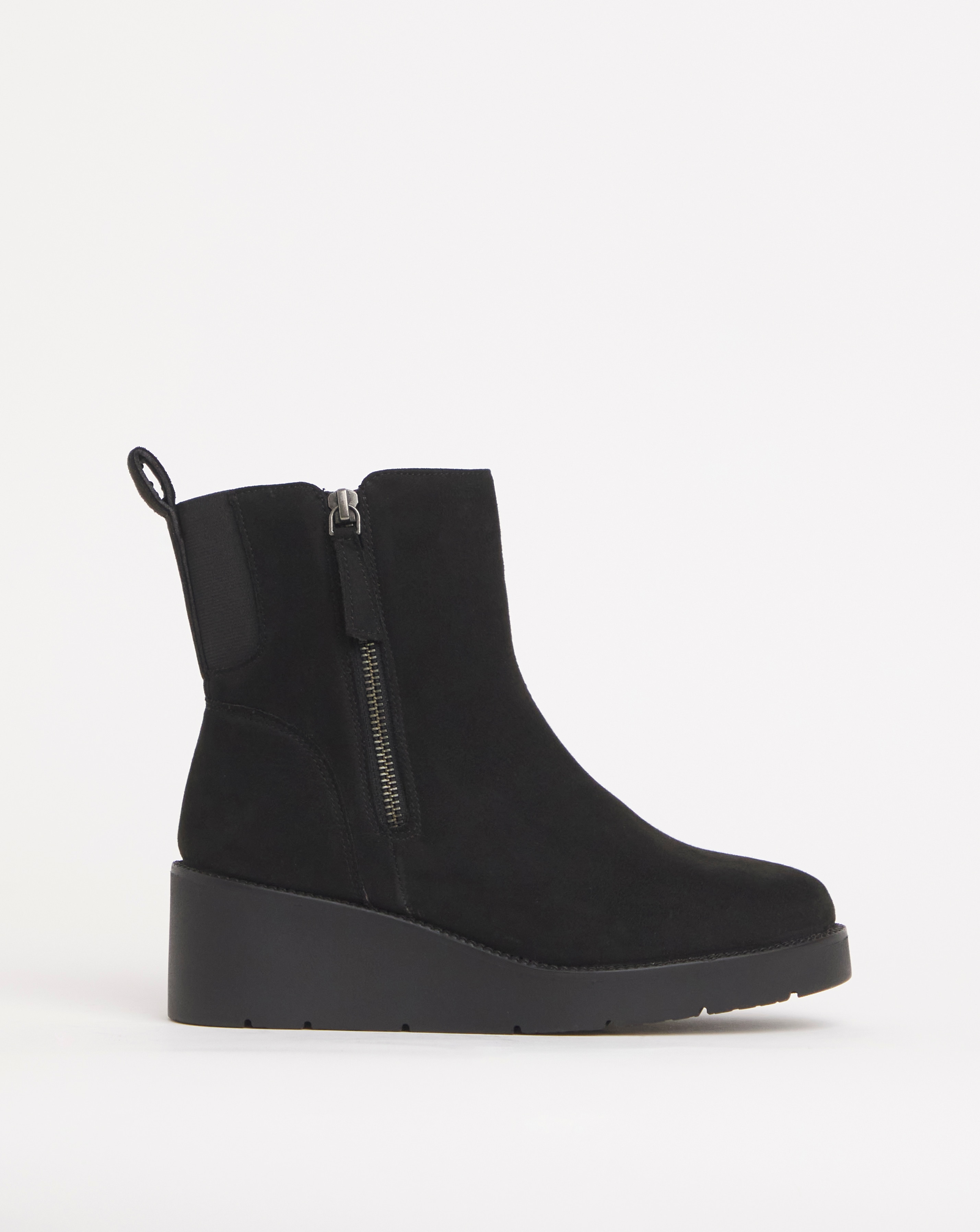 Black wedge ankle boots wide fit hotsell