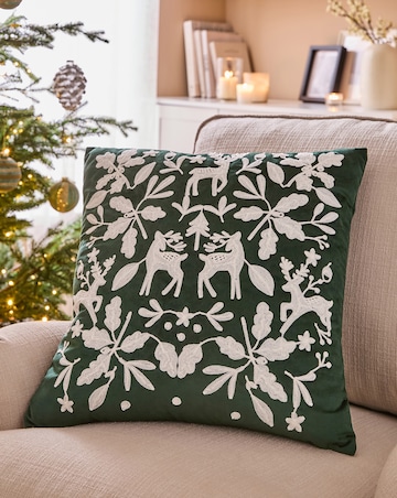 Embroidered Woodland Cushion